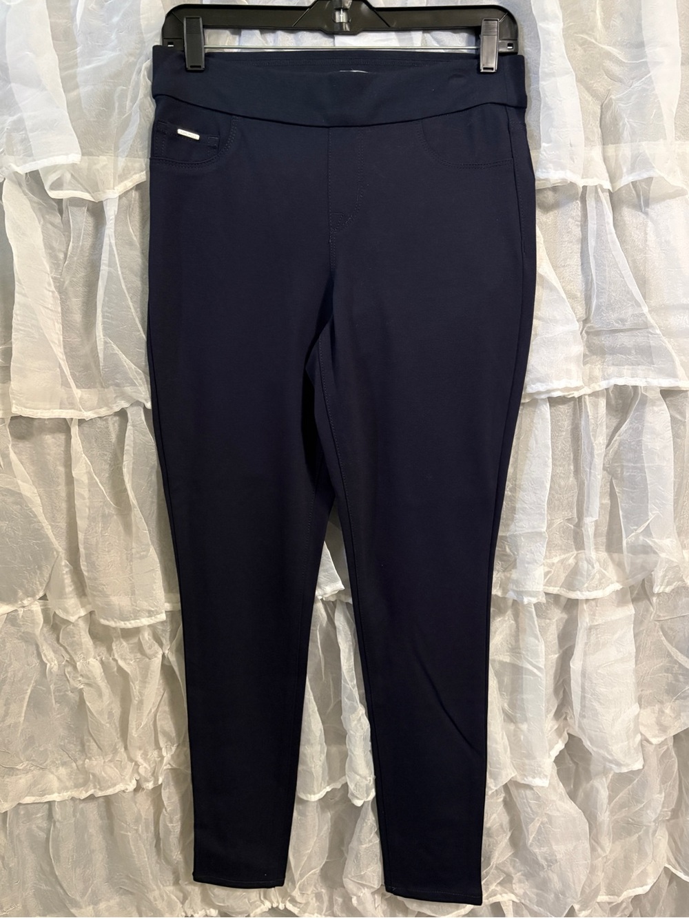 Nine West Navy High-Rise Pull-On Leggings with Pocket Trim